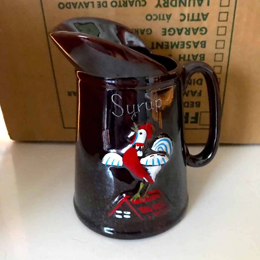 Redware Rooster Syrup Pitcher